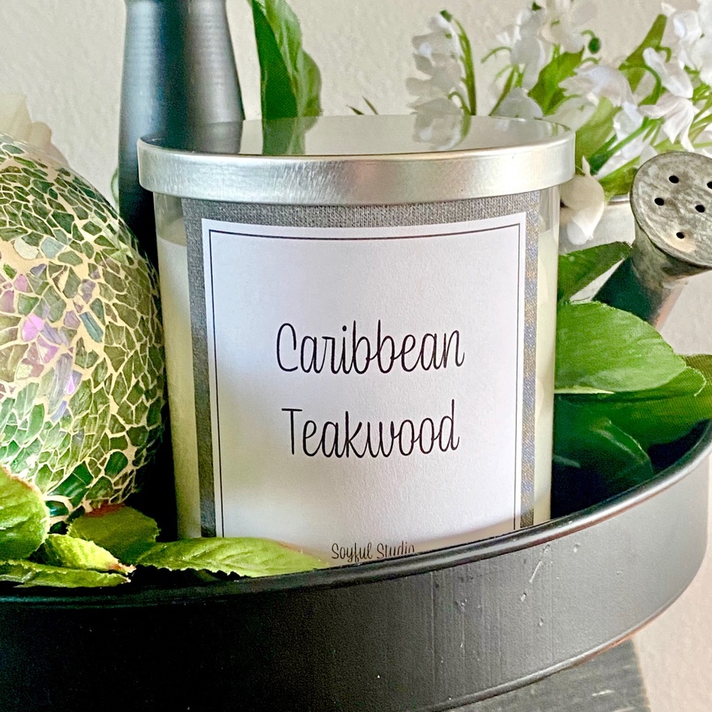 Caribbean Teakwood  9oz scented soy candle